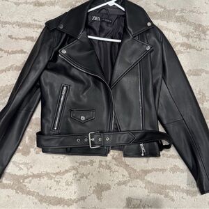 Zara Classic Black Leather Jacket